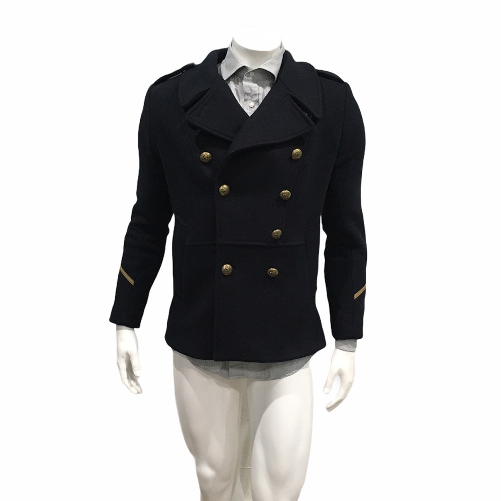 Sandro Mens Navy Double Breasted Coat